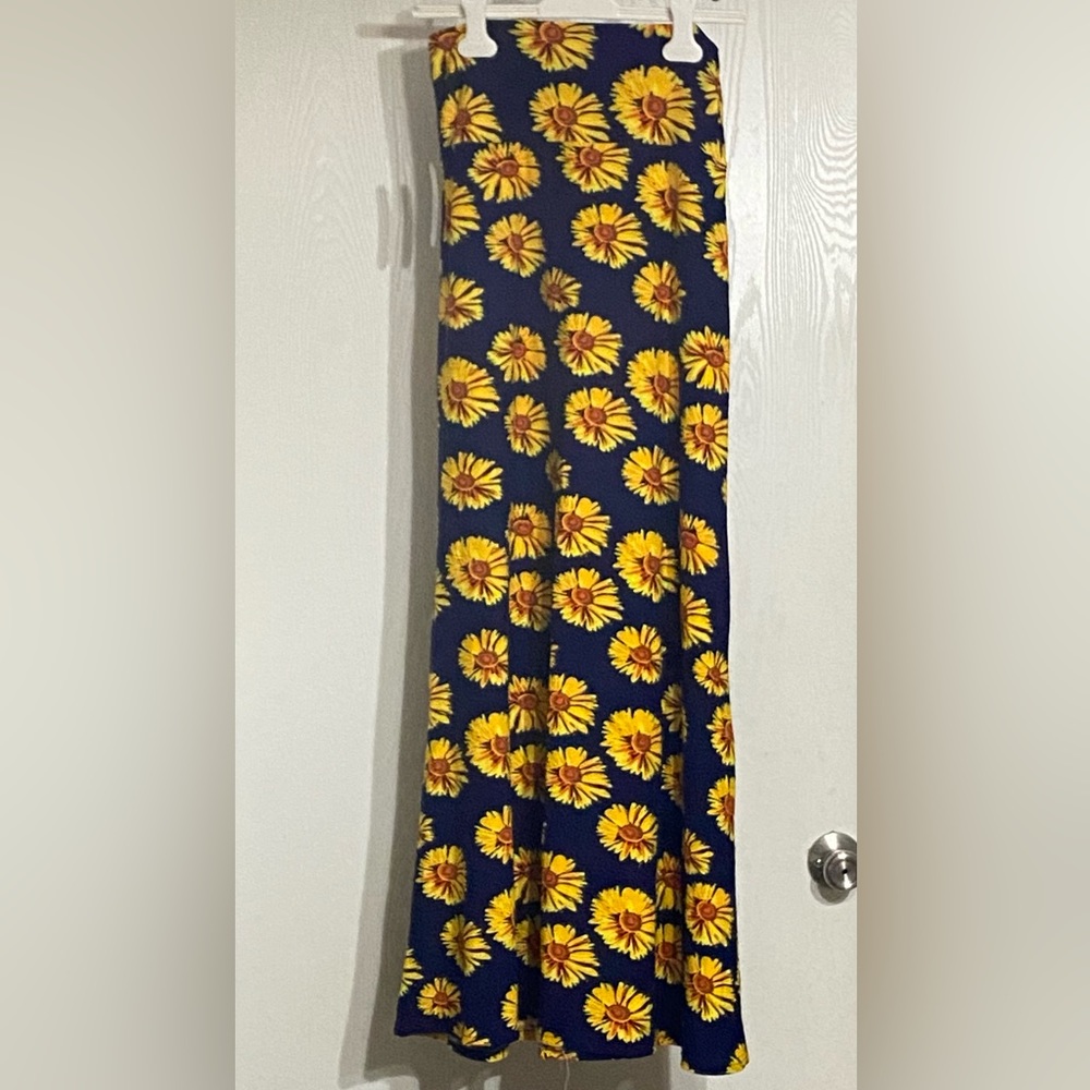 Navy Sunflower Long Skirt